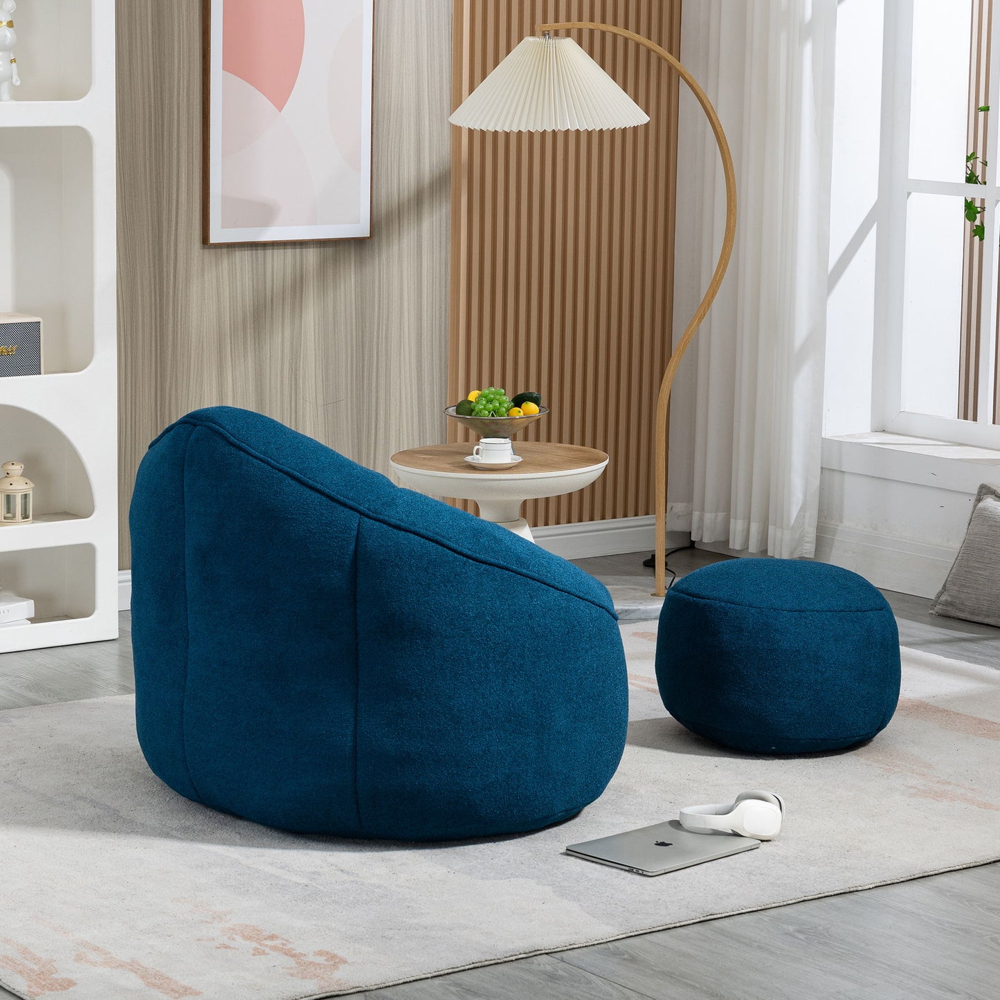 Bedding Bean Bag Sofa Chair High Pressure Foam With Footrest