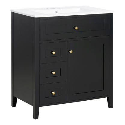 Bathroom Vanity With Sink, 3 Drawers And Adjustable Shelf, Freestanding Storage Unit