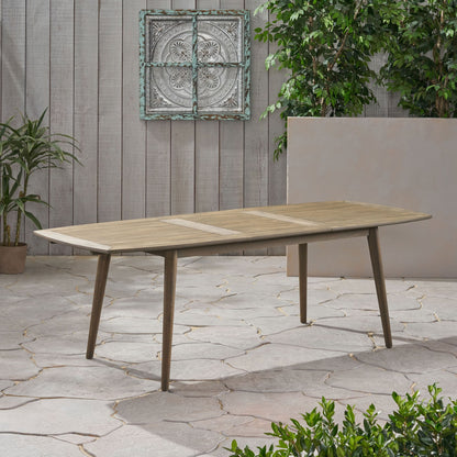 Placidity - Outdoor Expandable Dining Table With Slatted Tabletop And Tapered Legs