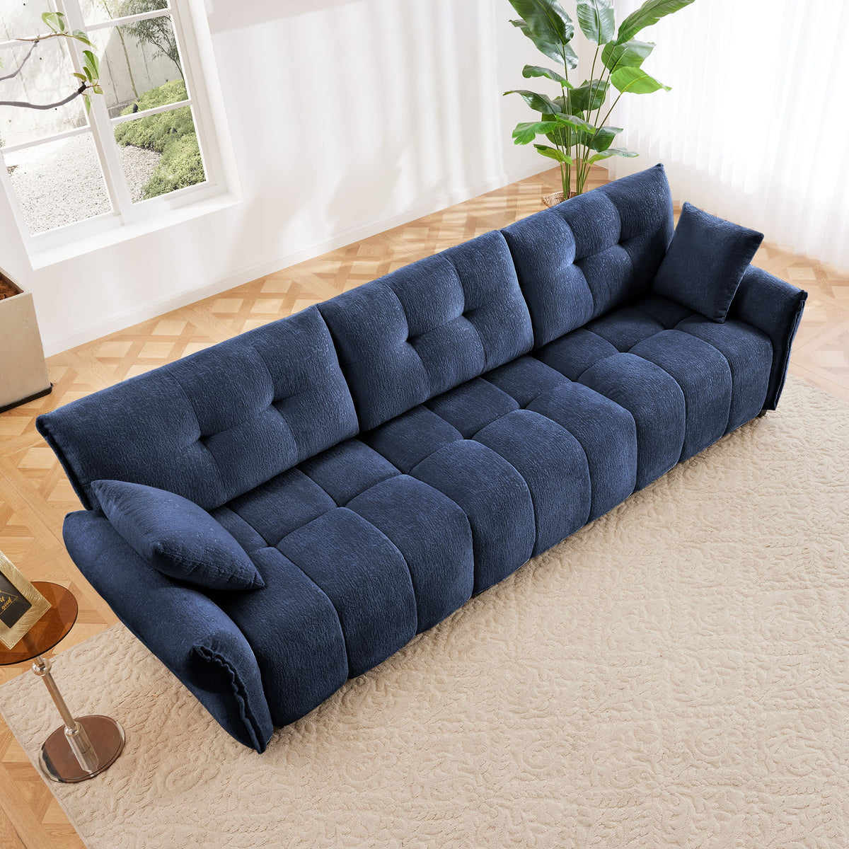 Modern Sofa & Pillows, Textured Cover, High Rebound Cushions