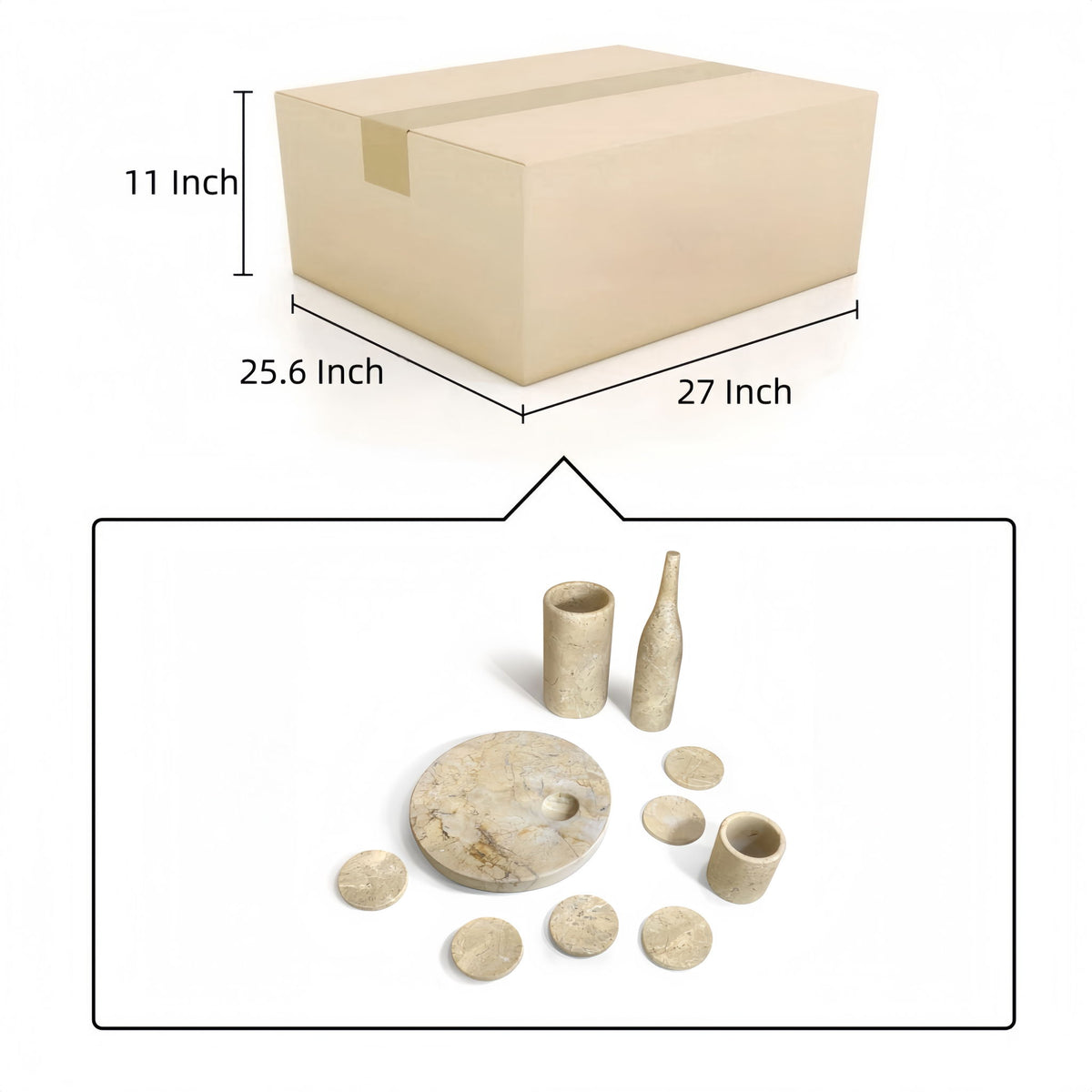 10 Pieces Luxury Natural Marble Dining Room Accessories Set