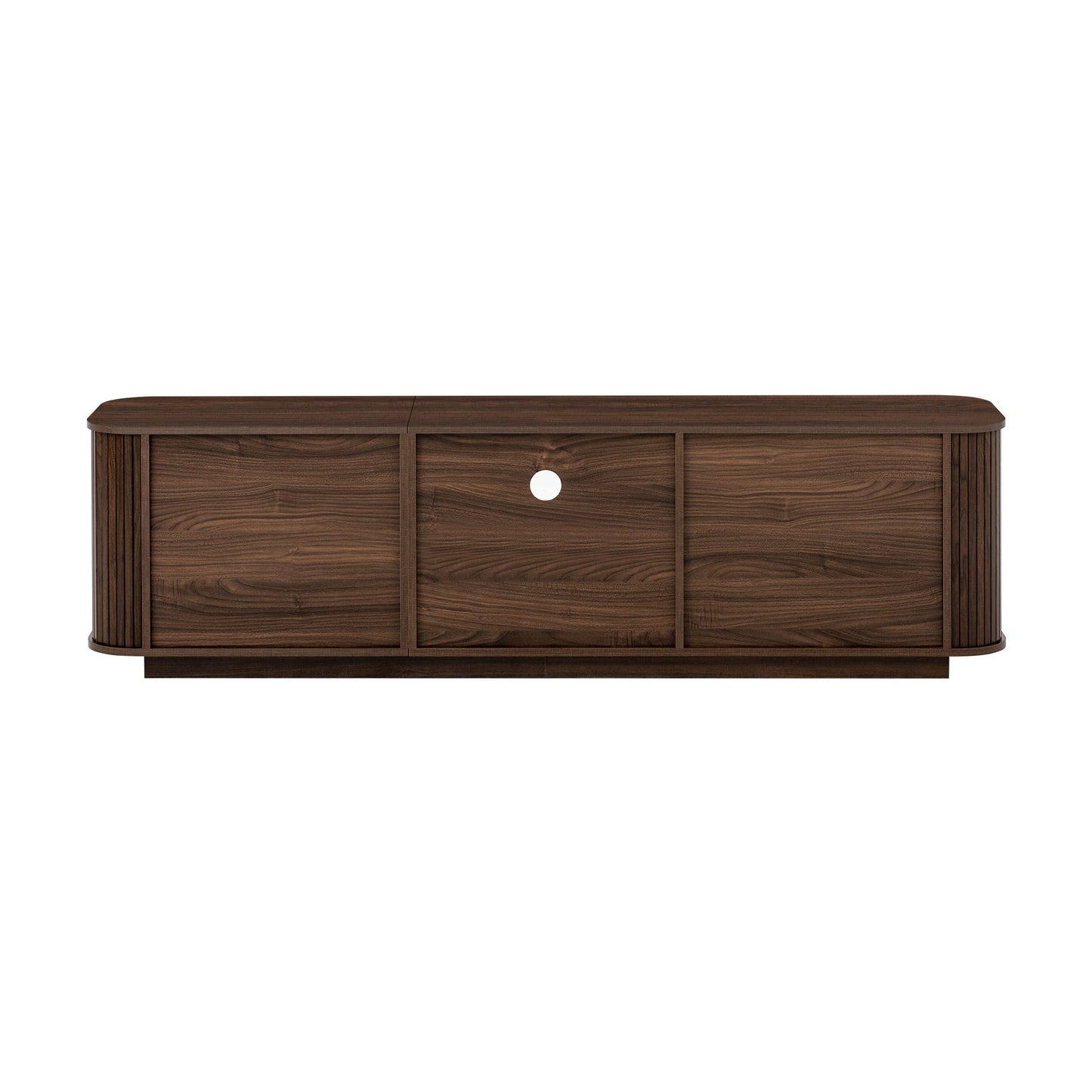 70" TV Stand With Ample Storage, Curved Corners - Dark Brown