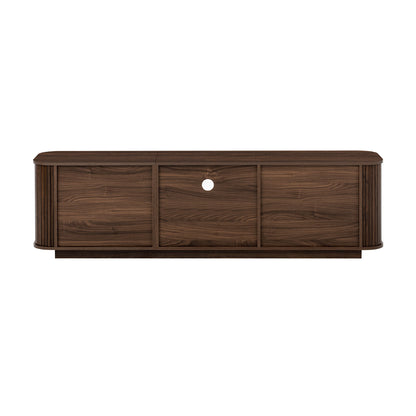 70" TV Stand With Ample Storage, Curved Corners - Dark Brown