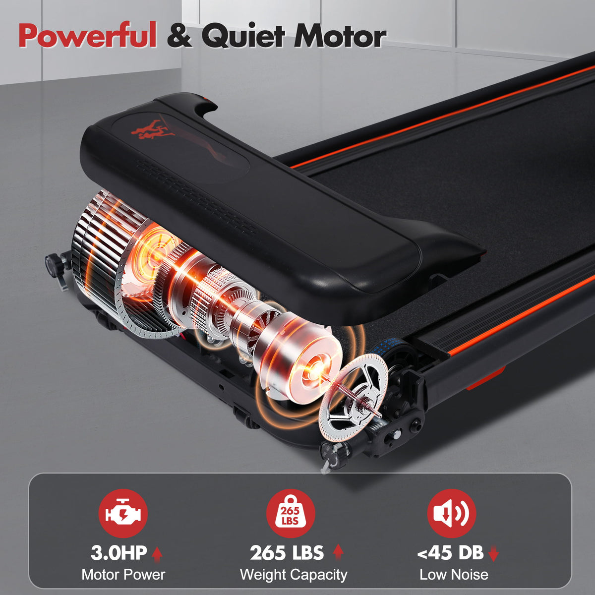 Treadmill With 8% Incline, Portable Treadmills For Home - Black