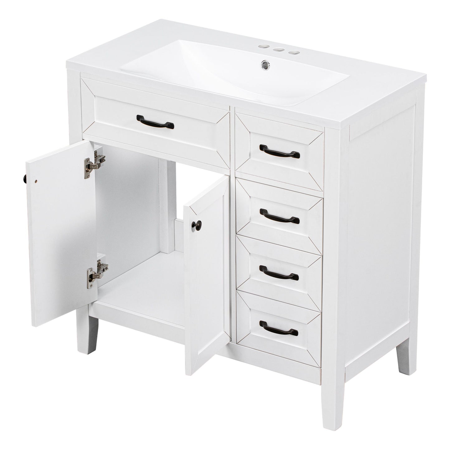 Modern Bathroom Vanity With Sink, Freestanding With Drawers And Doors