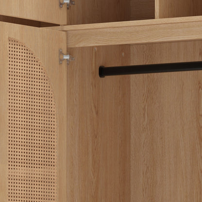 8 Door Armoire Wardrobe With Adjustable Shelves And Hanging Rod