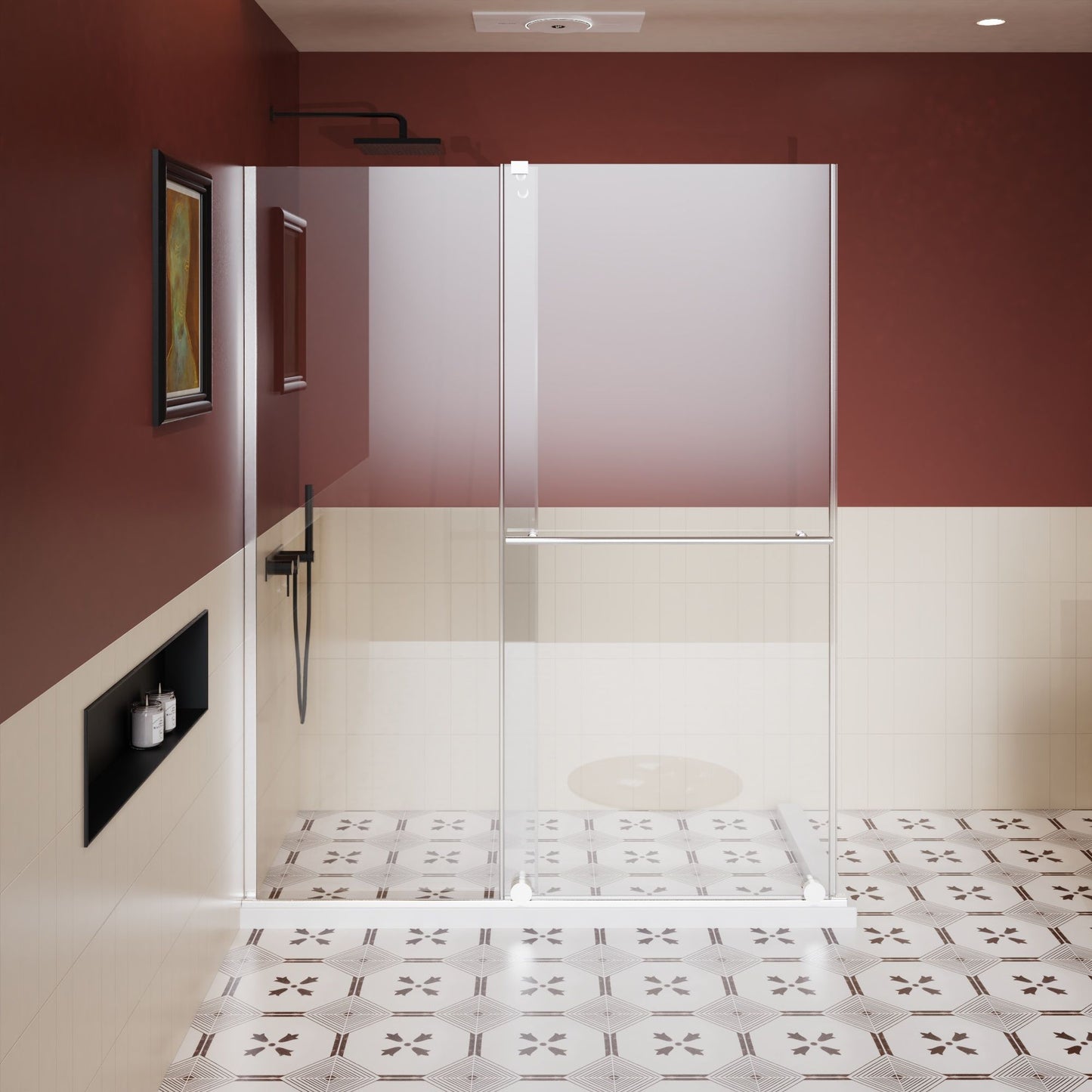 Guyou Glass Shower Door, Sliding Door Dual Usage - Chrome