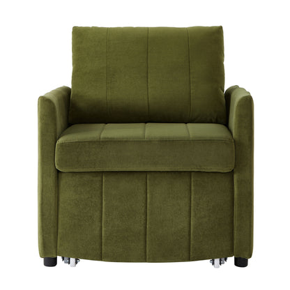 Upholstered Convertible Sleeper Sofa With 5 Position Backrest, Side Pockets, Storage