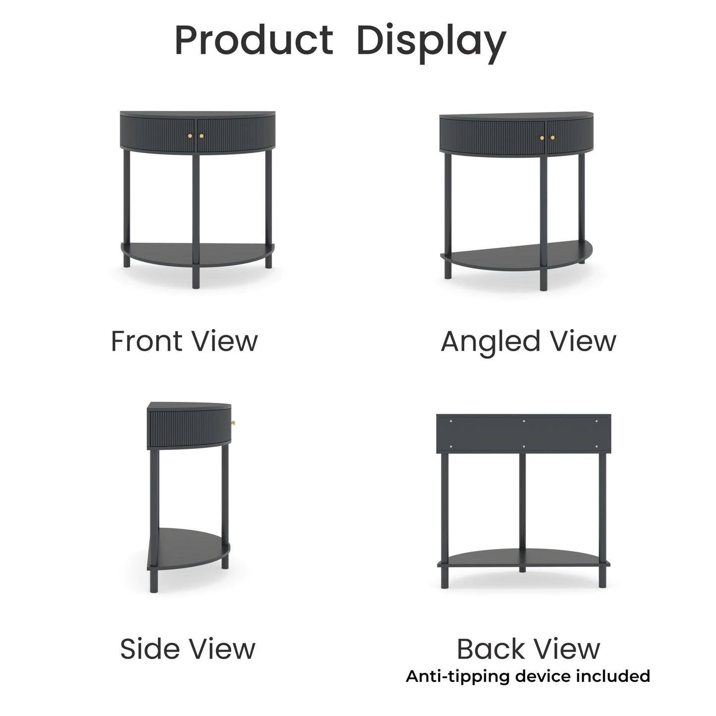 Demi Lune - Console Table With 2 Storage Drawers
