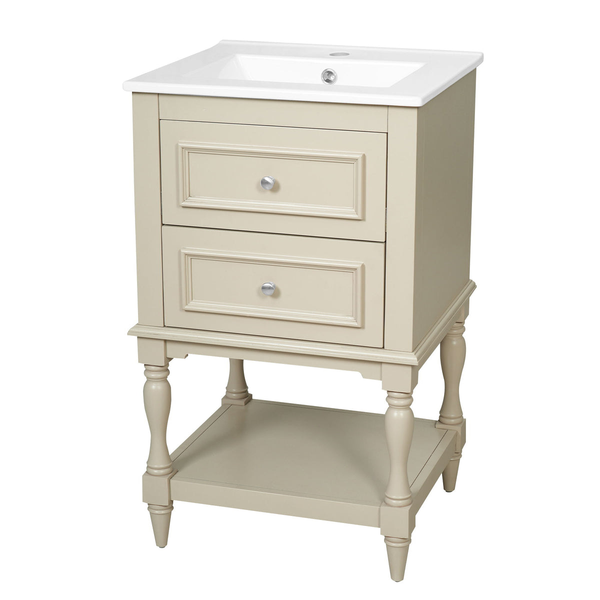 Retro Design Bathroom Vanity With Sink, 2 Drawer Storage Cabinet