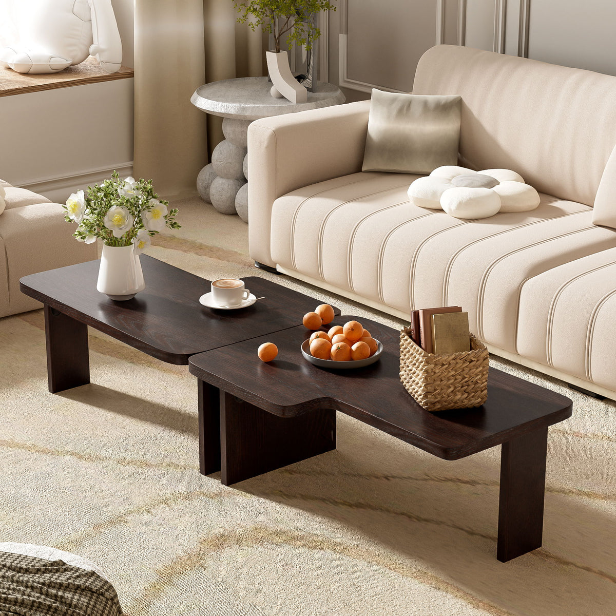 Modern Minimalist Coffee Table Set With Splicing Design