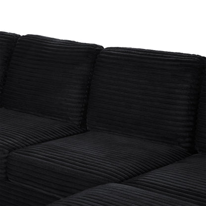 Upholstered U-Shaped Sectional Sofa With Movable Ottoman And Side Storage Pockets