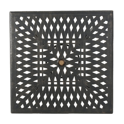 Enchantia - Outdoor Square Dining Table With Weave Tabletop And Flared Legs - Copper