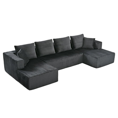 U-Shaped Modular Sectional Sofa With Double Chaise, Oversized Deep Seat For Living Room