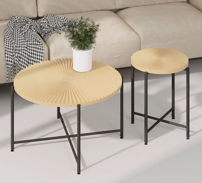 Radial - Pattern Coffee And End Table Set Waterproof Cover, Distressed Cylindrical Design (Set of 2)