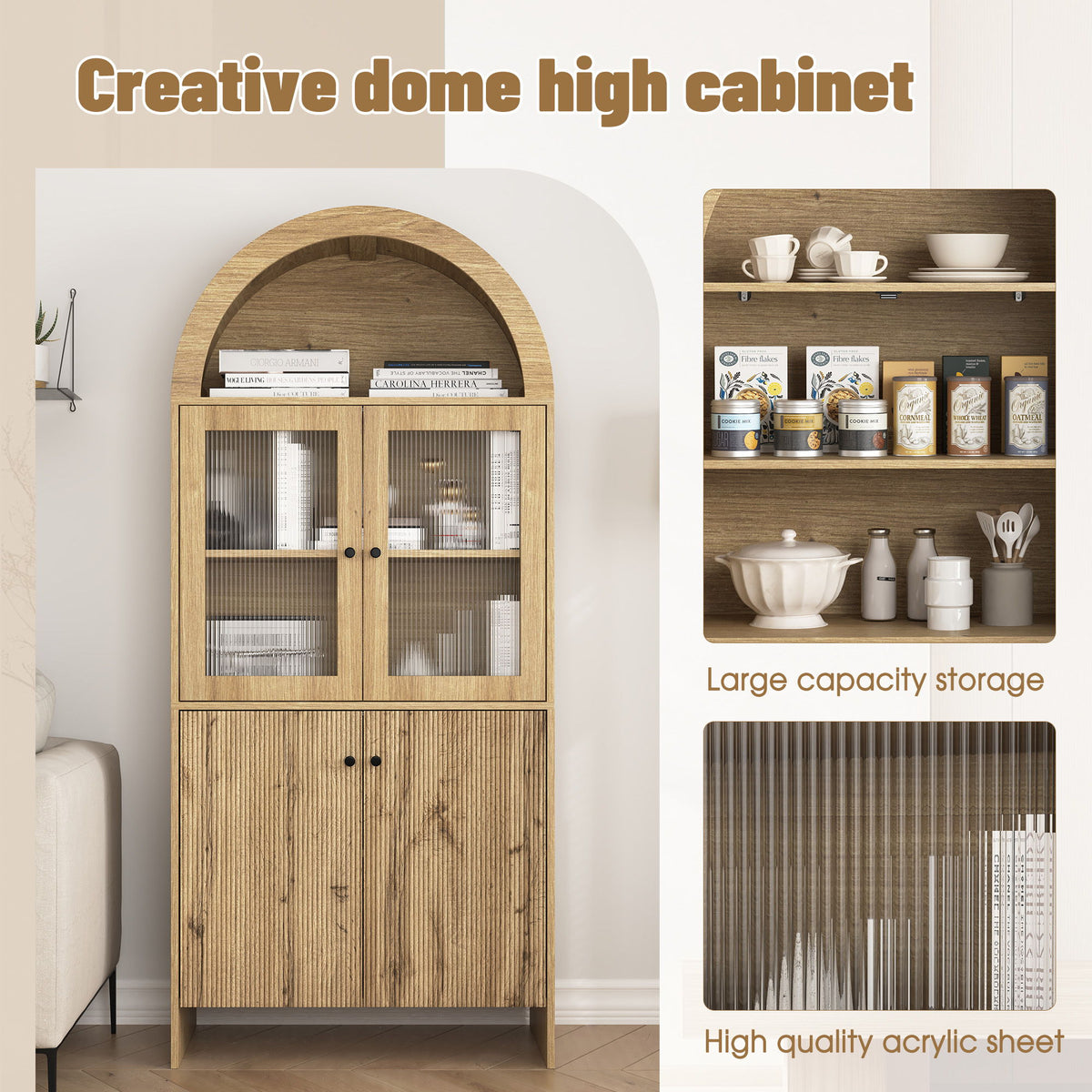 Modern Tech Inspired Dome Cabinet With LED Lighting