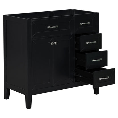 Modern Bathroom Vanity Base Only, 2 Doors And 3 Drawers