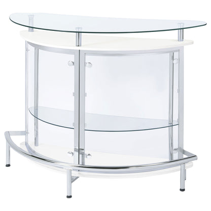 Strick - Freestanding Glass Top Home Bar Wine Cabinet - White