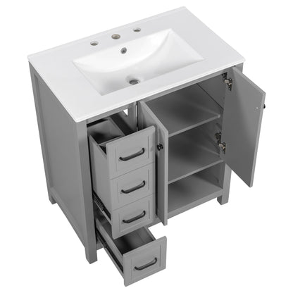 Bathroom Vanity With Sink Top, Bathroom Vanity Cabinet With 2 Doors And 2 Drawers, Open Shelf