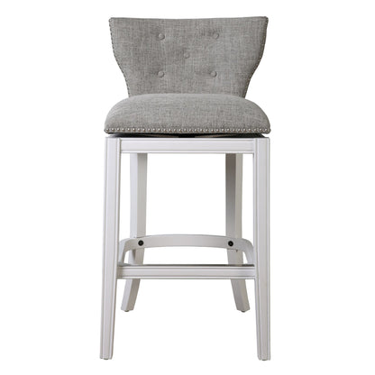 Upholstered Swivel Stool With Back