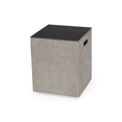 Modern Design Mgo Tank Holder Side Table With Ceramic Top - Black / Gray