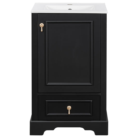 Bathroom Vanity With Sink, Soft Close Door, Adjustable U-Shaped Shelf