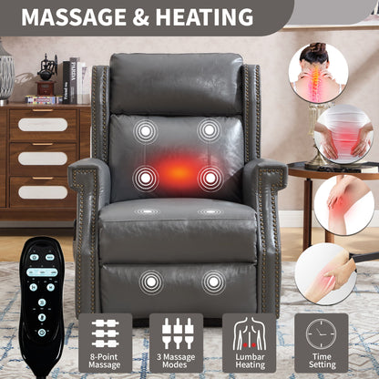 Manual Recliner Chair With Heavy Duty Motion Mechanism, 8 Vibrating Nodes And 3 Massage Modes For Living Room