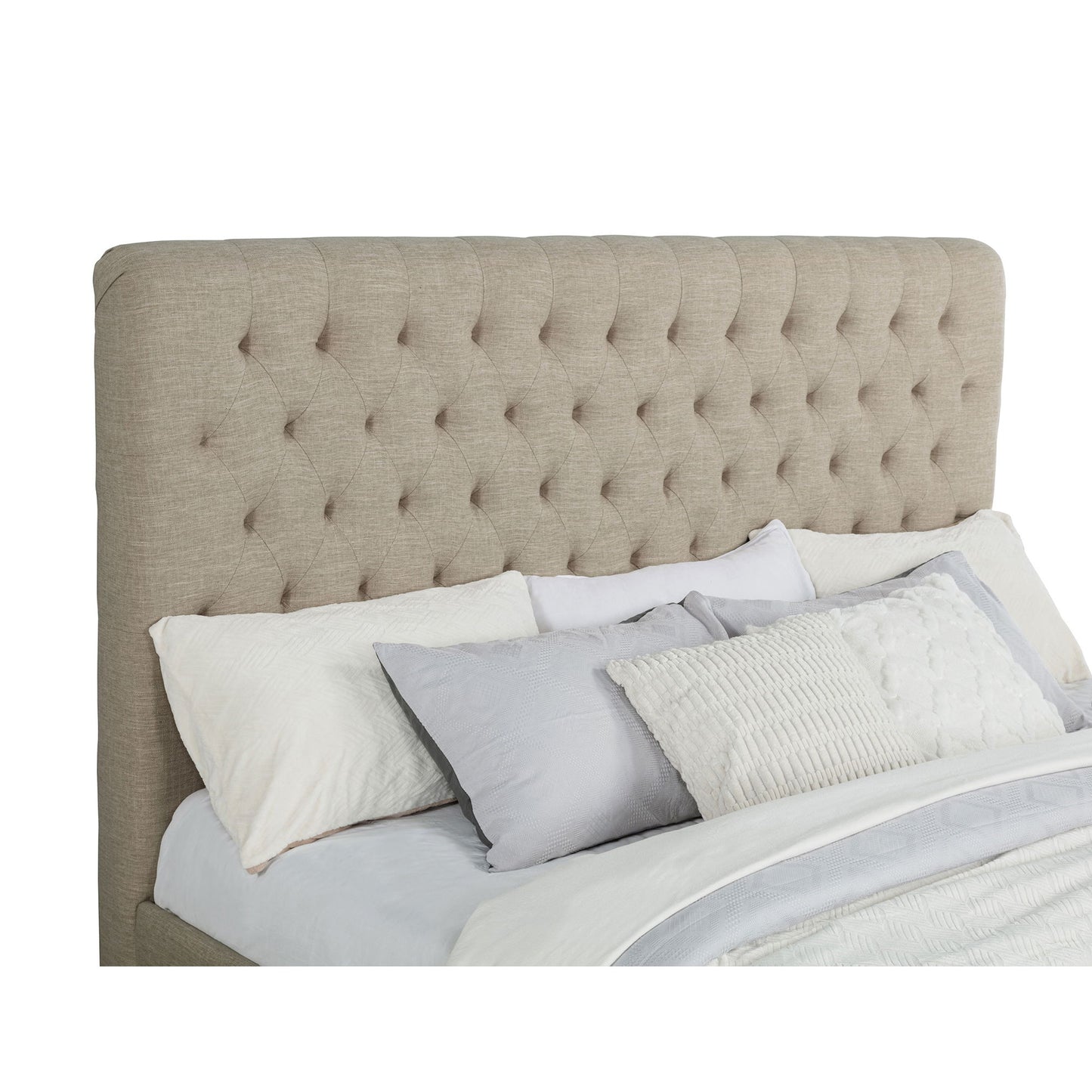 Copper - Eastern King Panel Bed With Tufted Design - Oatmeal
