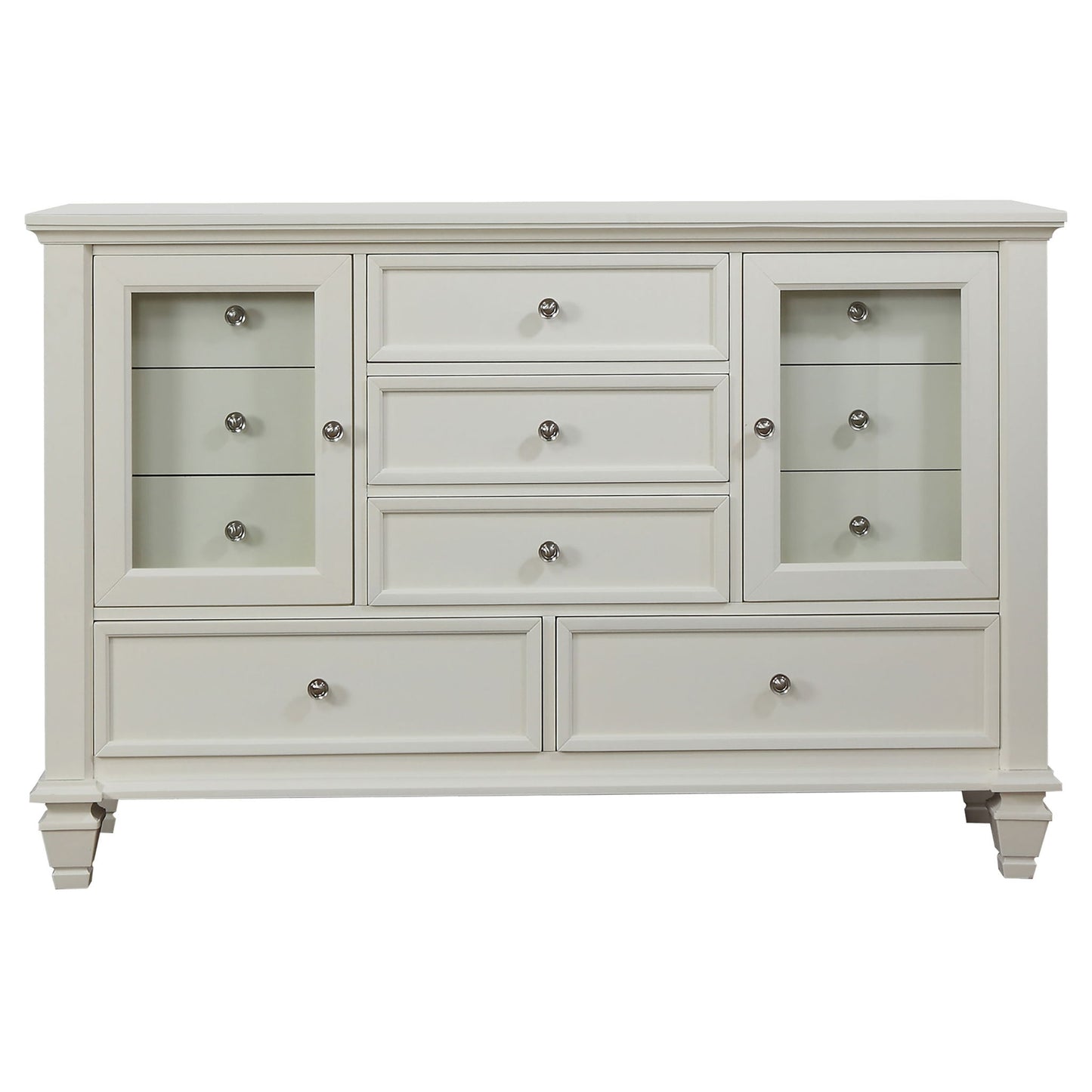 Cortina - 4 Piece Queen Bedroom Set With Ornate Panels And Storage - Cream White