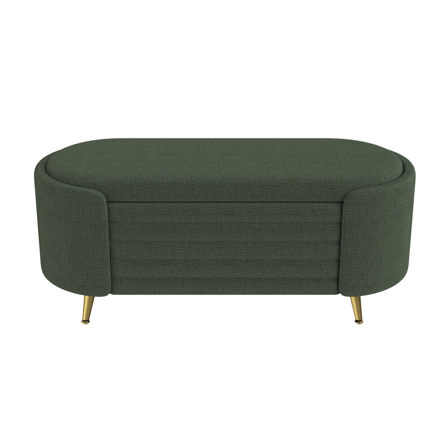 Modern Oval Storage Ottoman With Upholstery