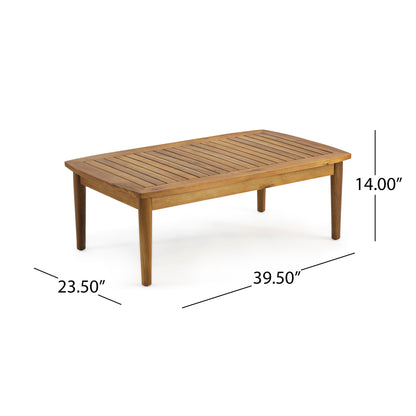 Outdoor Acacia Wood Loveseat Set With Coffee Table