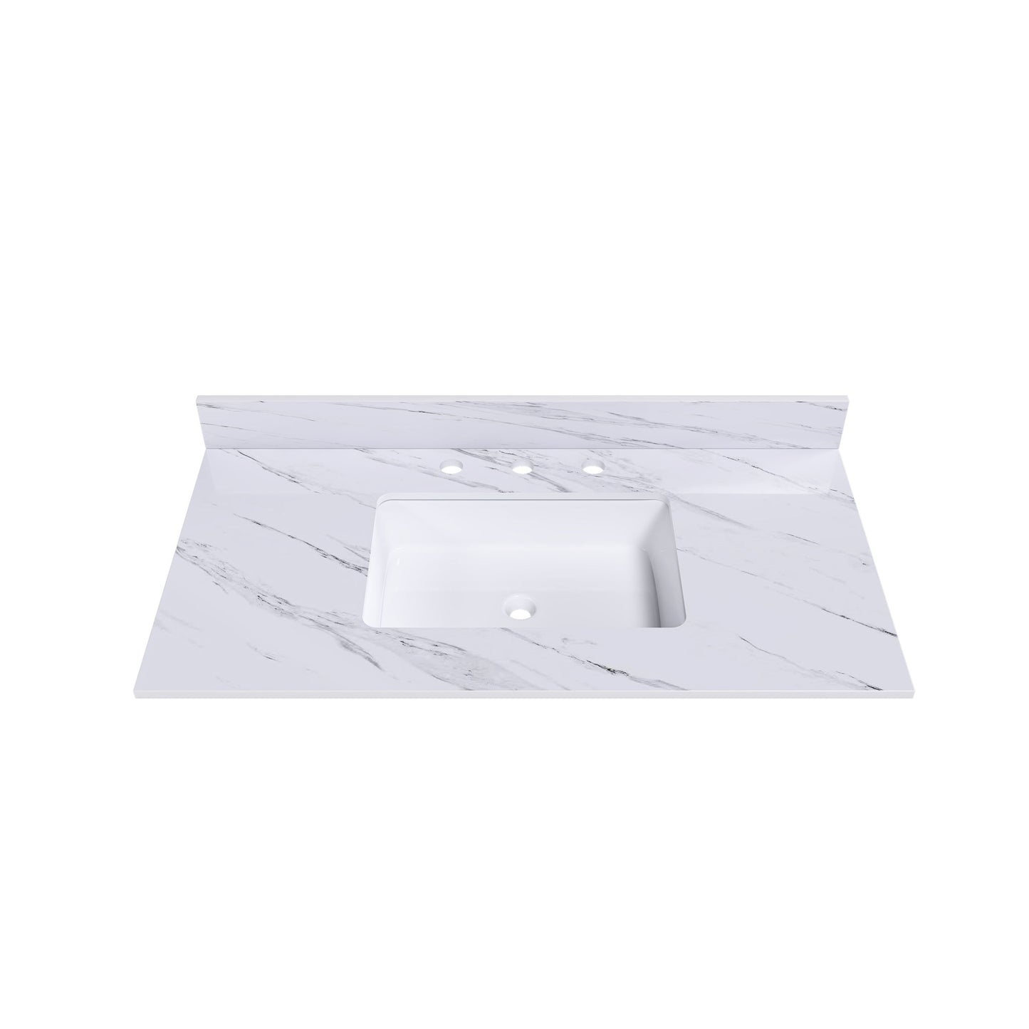 Bianco Carrara Venato Elegant Marble Vanity Top, Bathroom Vanity With Undermount Sink, Sintered Stone