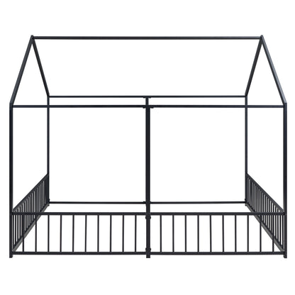 House Platform Beds, 2 Shared Beds, Metal Frame With Guardrails