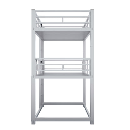 Triple Bunk Bed With Sturdy Construction And Space Saving Design