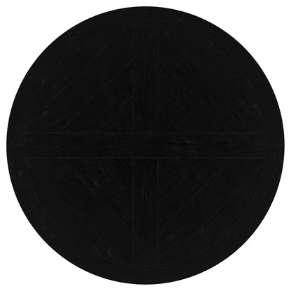 Allende - Round Dining Pedestal Table With Carved Base - Black