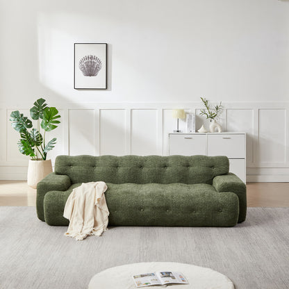 Cloud Series Minimalist Button Tufted Square Arm 3 Seater Sofa