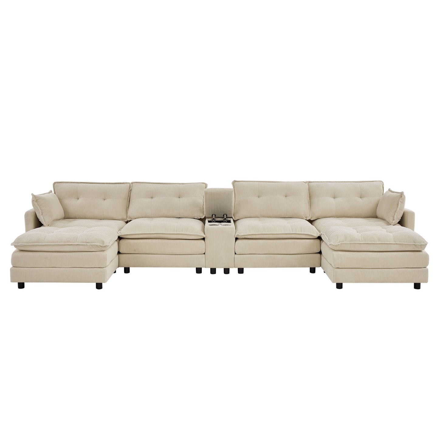 Oversized Modular Sectional Sofa With Multi Functional Console
