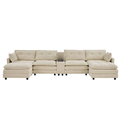 Oversized Modular Sectional Sofa With Multi Functional Console