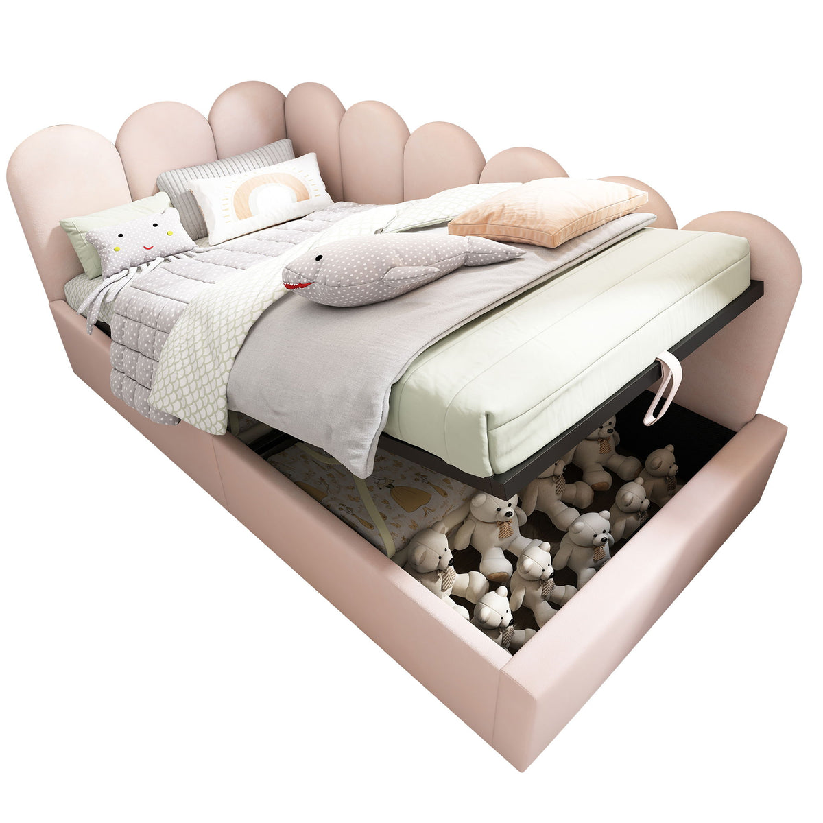 Upholstered Daybed With Metal Slatted Base