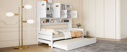 Daybed With All-In-One Cabinet And Shelf