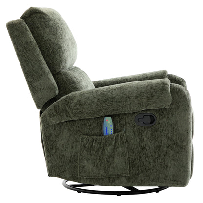 Manual Recliner Massage Chair With Swivel Rocker, 8 Massage Modes, Side Storage Pocket