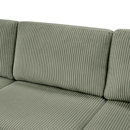 Oversized Sectional U-Shaped Sofa With Chaise Lounge And Three Soft Throw Pillows