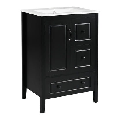 Retro Bathroom Vanity With Sink, Soft Closing Cabinet & Drawers