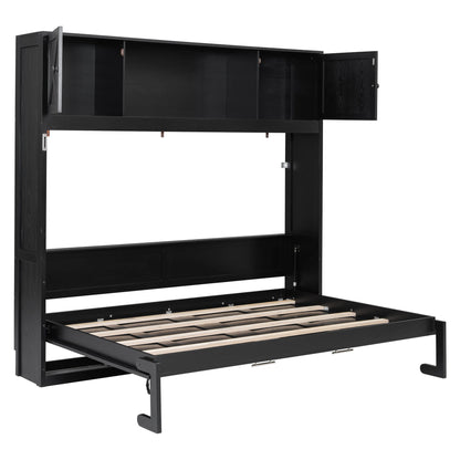 Rustic Casual Murphy Bed With Storage Cabinets