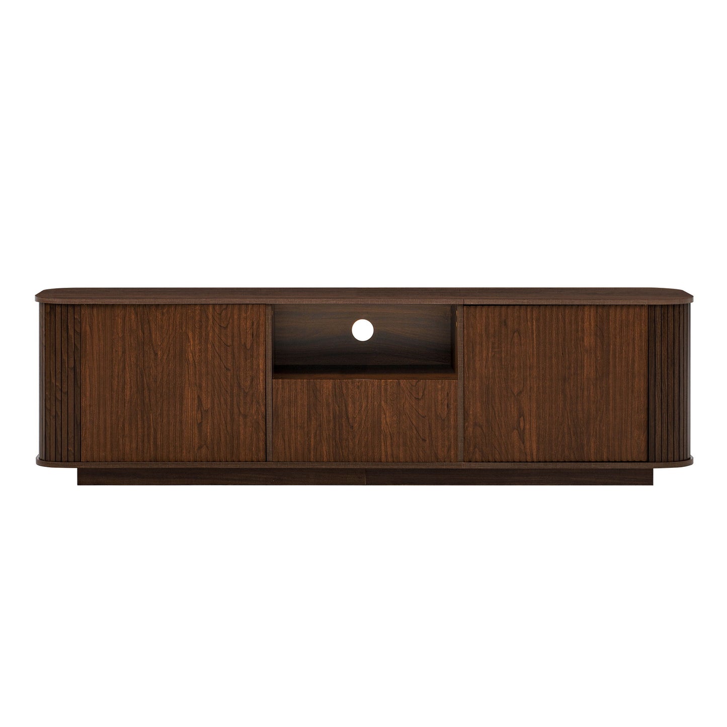 70" TV Stand With Ample Storage, Curved Corners - Dark Brown