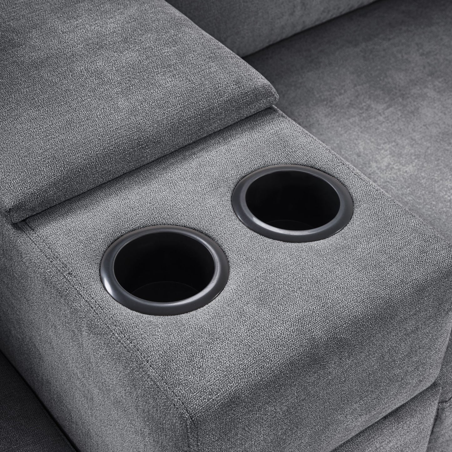 Modular 5 Seat U-Shape Sectional Sofa With Chaise Lounge, Built In Cup Holders And Storage Drawer