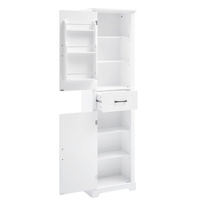 Tall Freestanding Bathroom Storage Cabinet With 2 Doors And Adjustable Shelves