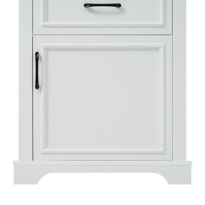 Freestanding Bathroom Vanity Tall With Damping Hinge Doors, Adjustable Shelves - White