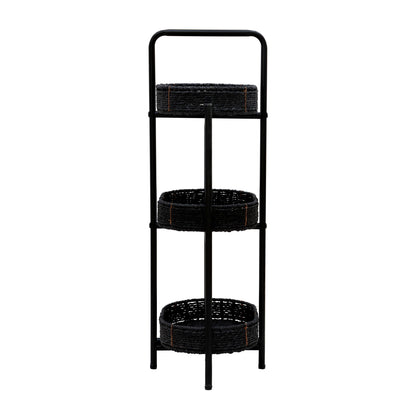 Modern 3 Tier Handwoven Side Table With Oval Organizer