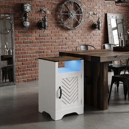 Farmhouse Nightstand With Charging Station & Storage